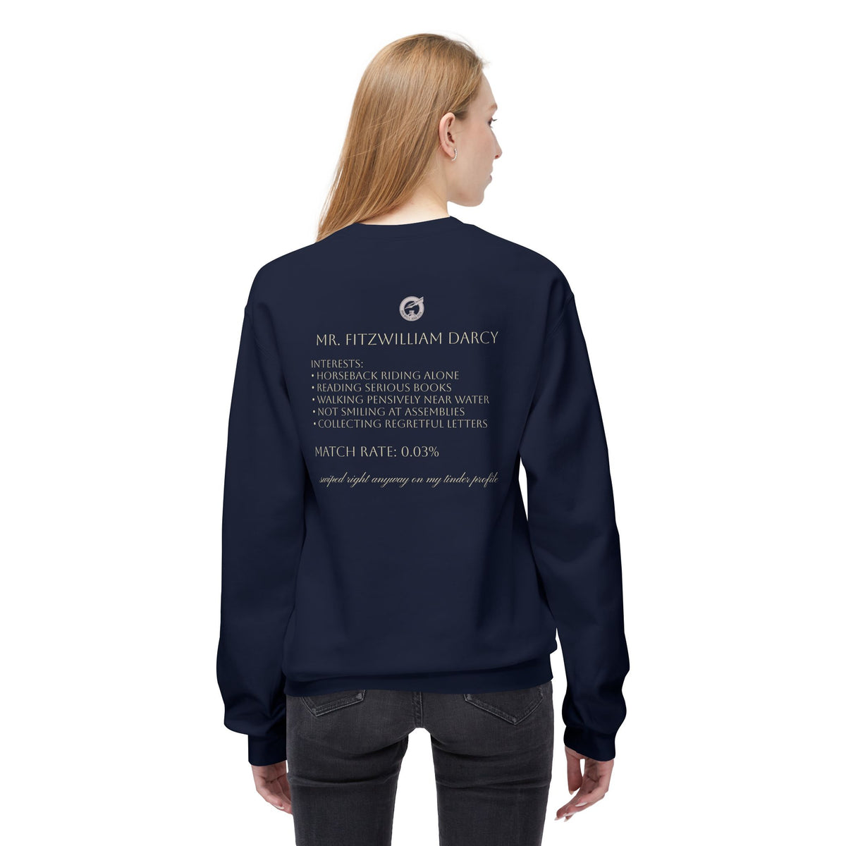Mr. Darcy Crewneck Sweatshirt — "Mr. Darcy at Pemberley" Classic Jane Austen Sweatshirt
