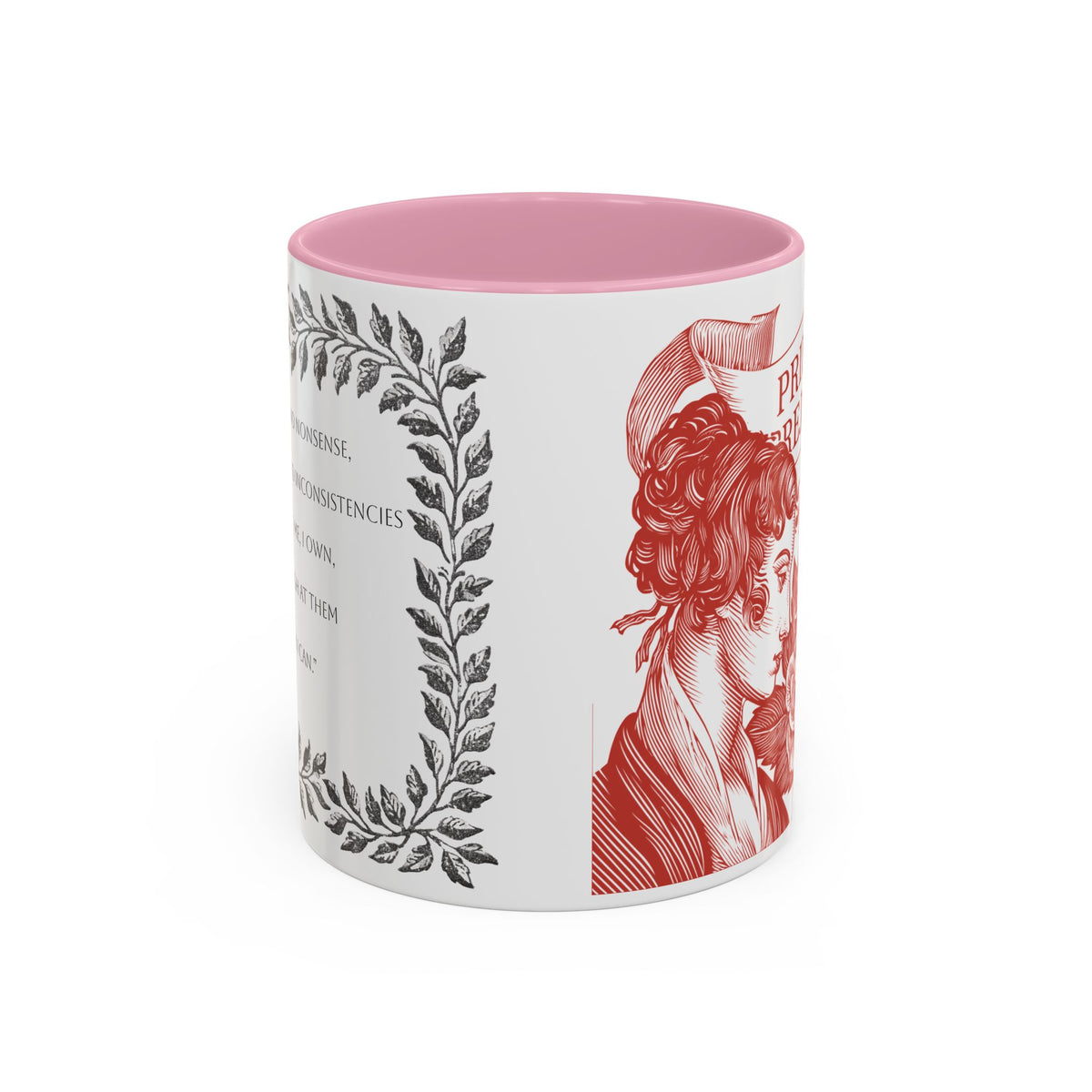 "...follies and nonsense" Elizabeth Bennet Quote  —  Pride & Prejudice Floral Mug (11oz/15oz)