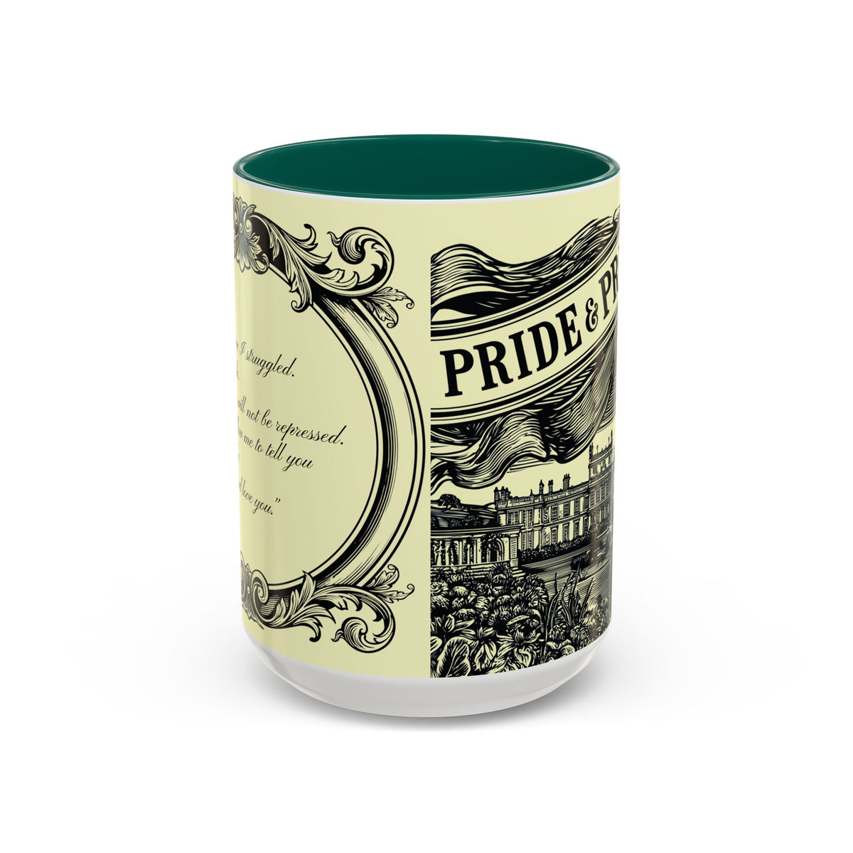 Pride & Prejudice Vintage Illustration Ceramic Mug — Mr. Darcy at Pemberley with Quote (11oz/15oz)