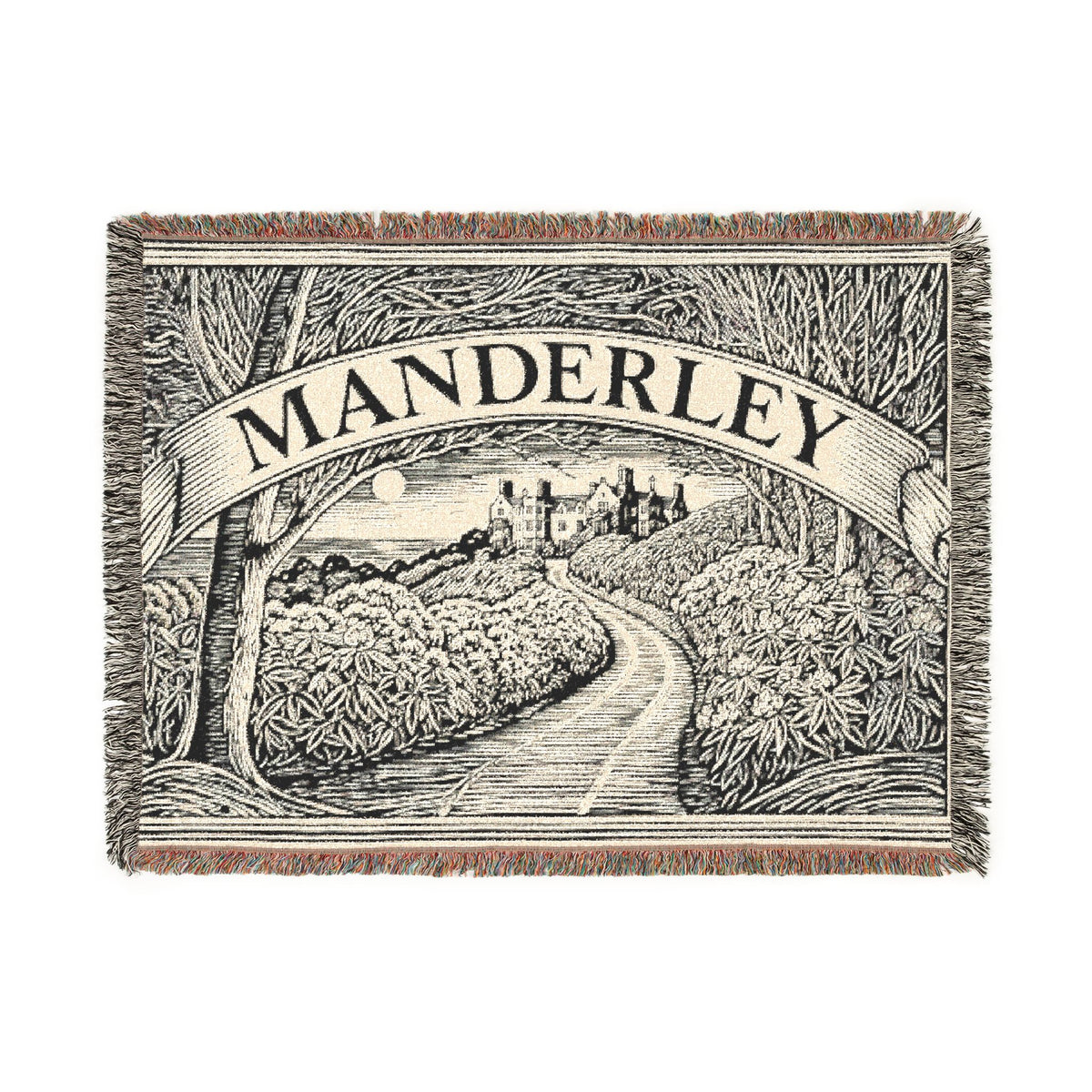 x Manderley Estate Landscape Woven Blanket | Vintage Manor Tapestry Throw