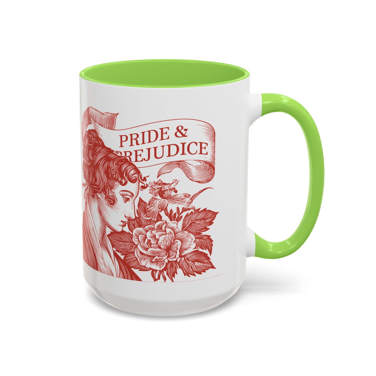 "...follies and nonsense" Elizabeth Bennet Quote  —  Pride & Prejudice Floral Mug (11oz/15oz)