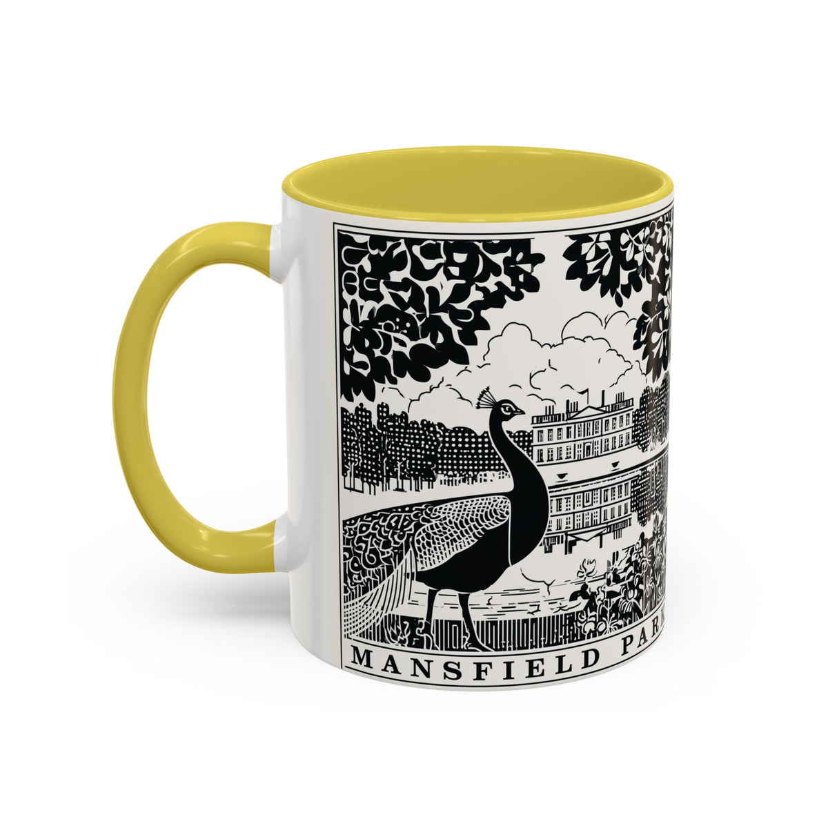 Mansfield Park Peacock Illustration Mug | Vintage Etching Wraparound