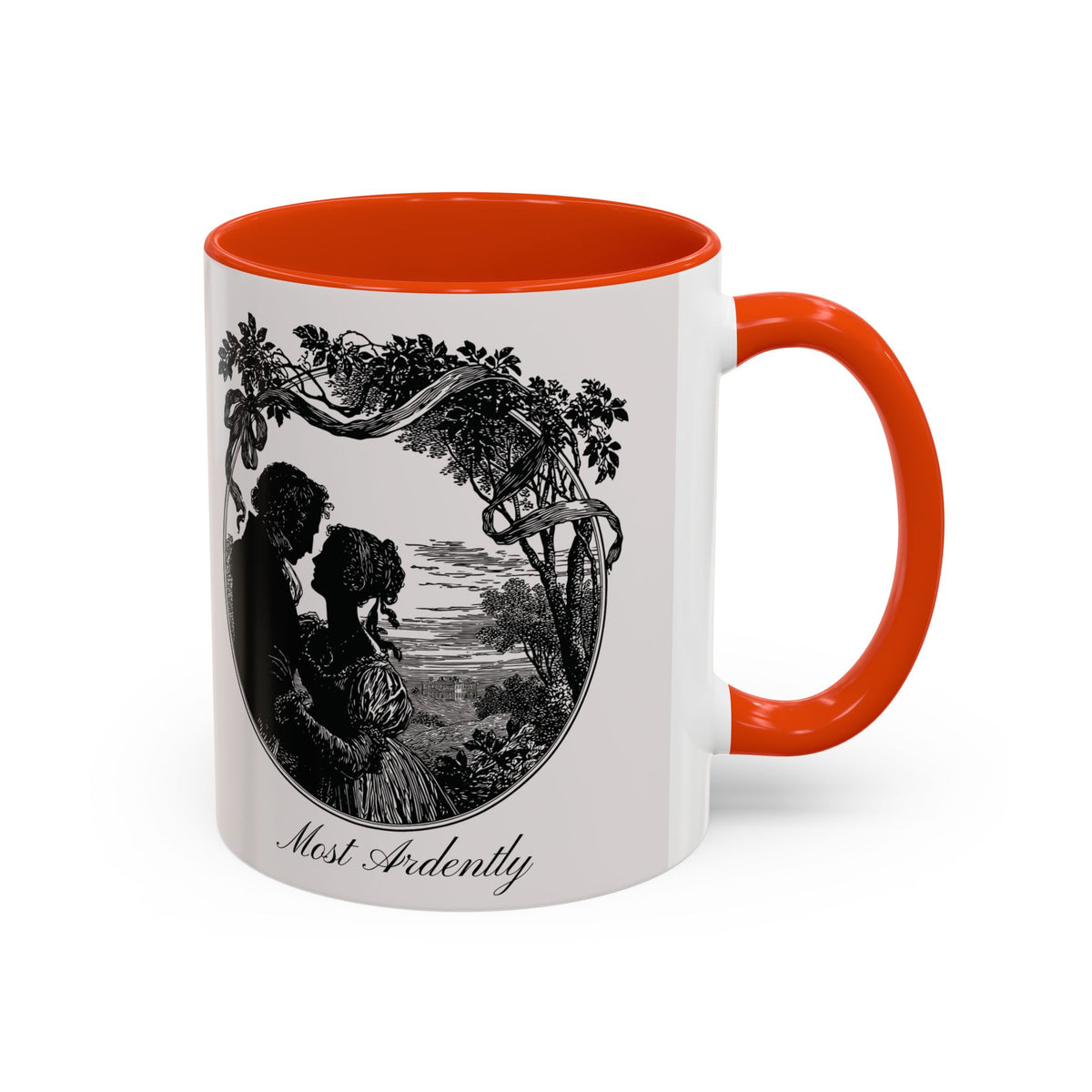 Romantic Vintage Silhouette Mug — "Most Ardently" Tea Coffee Cup (11oz/15oz)