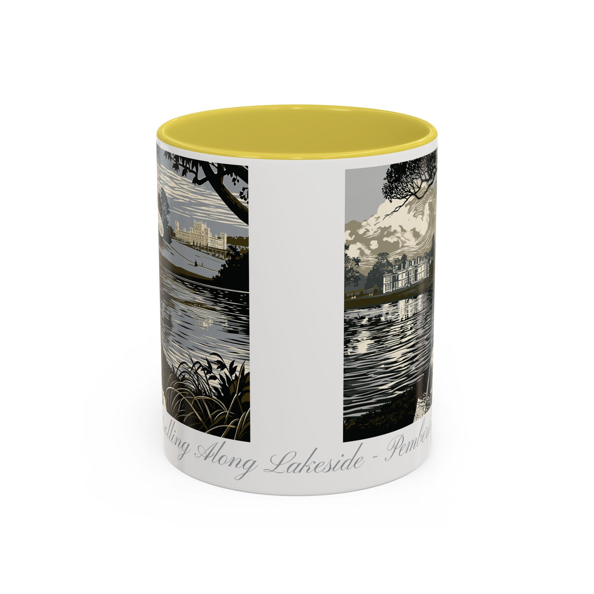 'Strolling Pemberley' Ceramic Coffee Cup — Vintage Regency Silhouette Mug