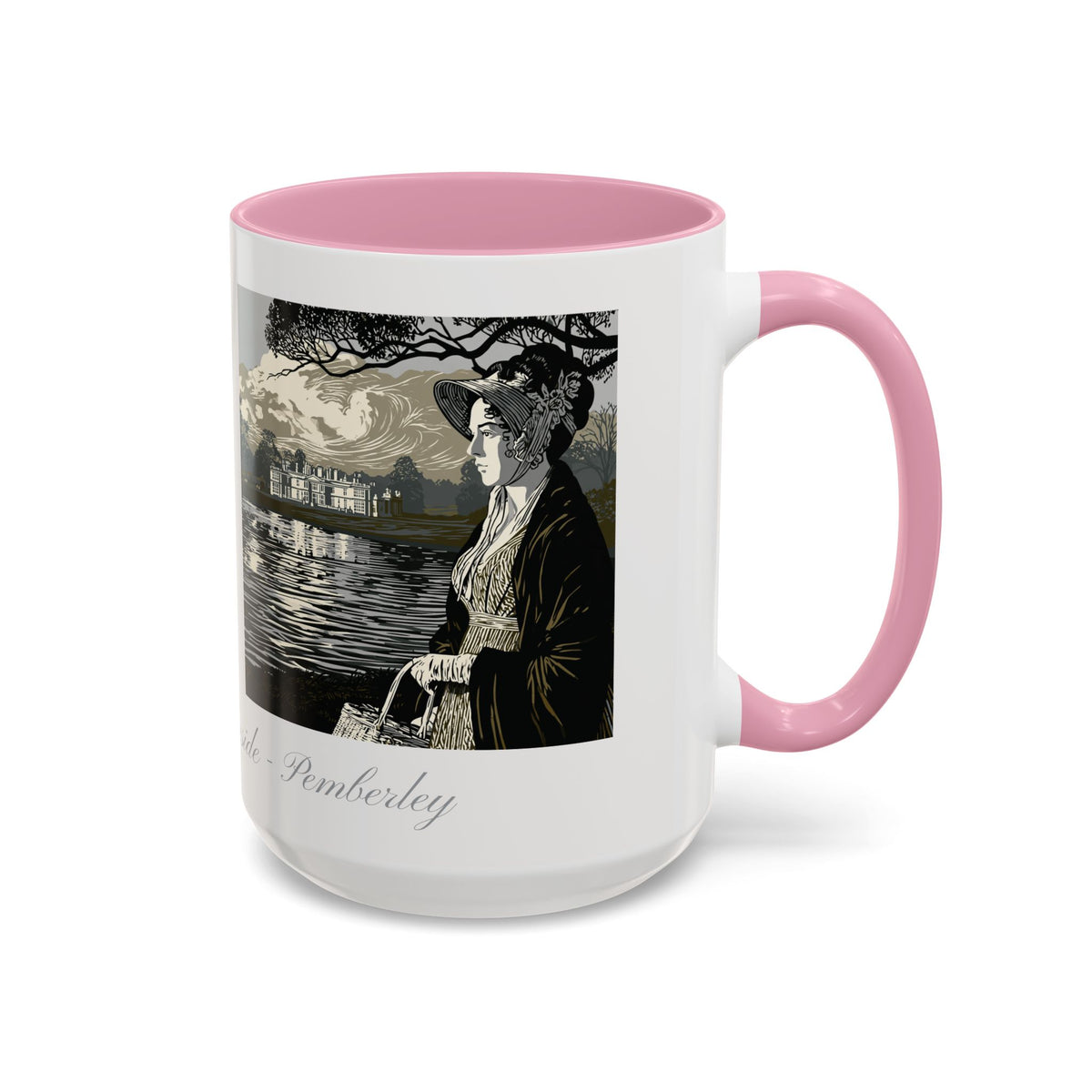 'Strolling Pemberley' Ceramic Coffee Cup — Vintage Regency Silhouette Mug