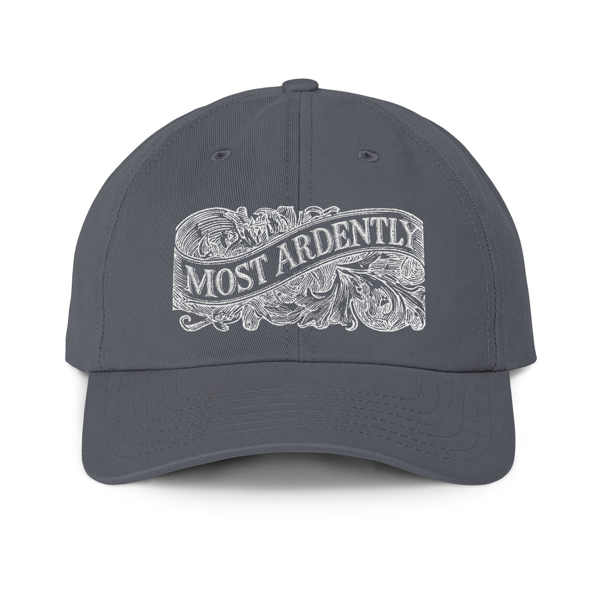 'Most Ardently' Vintage Engraving —  Cream Lettering Outdoor Cap