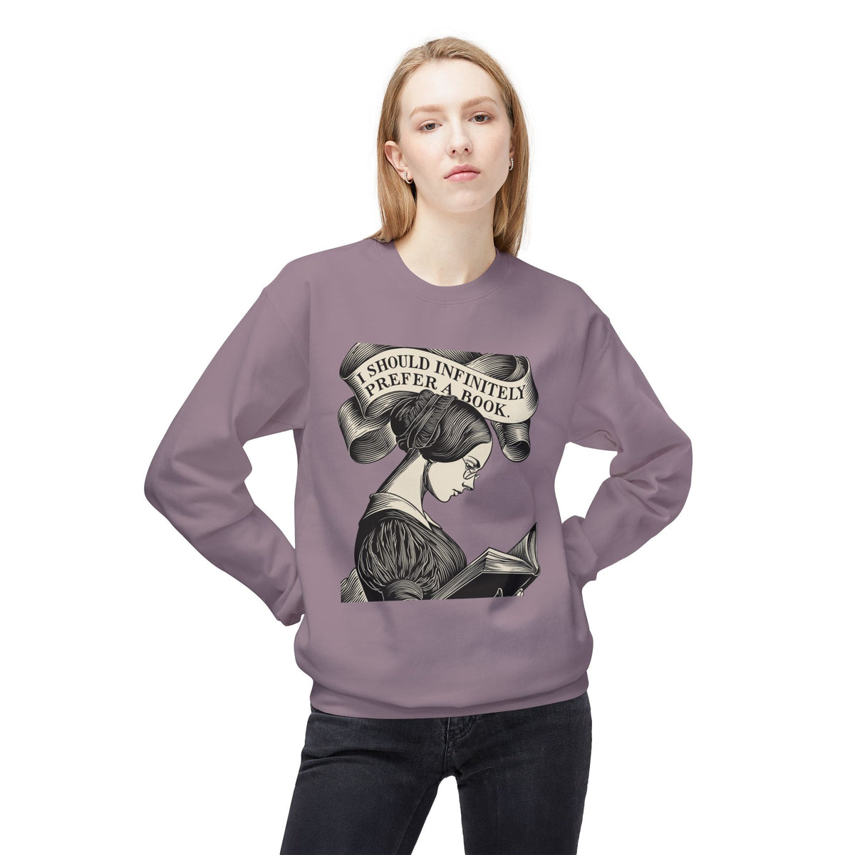 Book Lover Sweatshirt — "I Should Infinitely Prefer a Book" Vintage Reading Crewneck