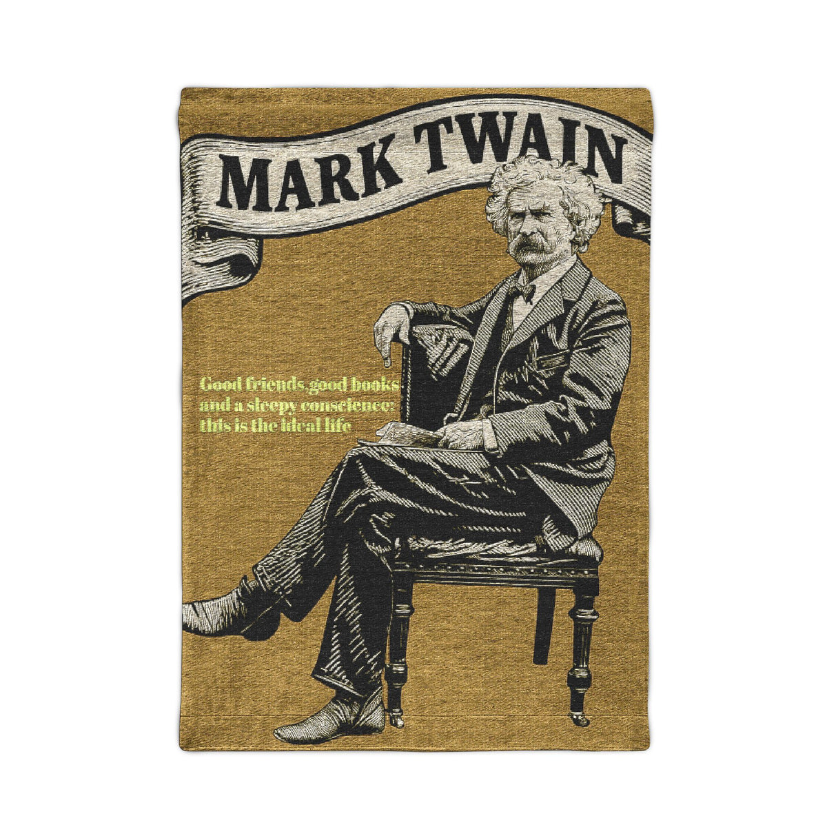 Mark Twain Woven Wall Tapestry – Vintage Author Portrait with Quote