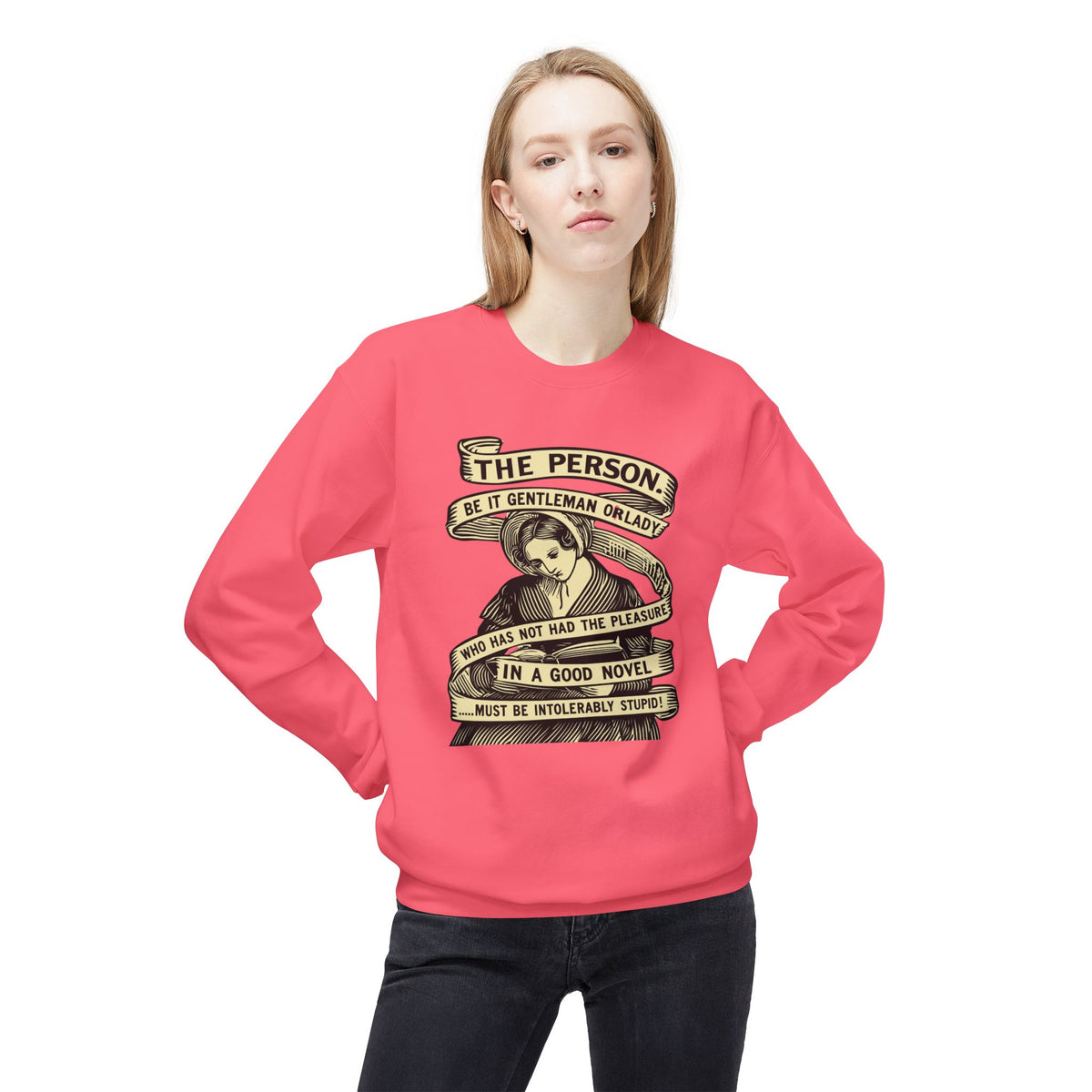 Novel Lover Crewneck Sweatshirt — "Reading Good Books" Vintage Book Quote