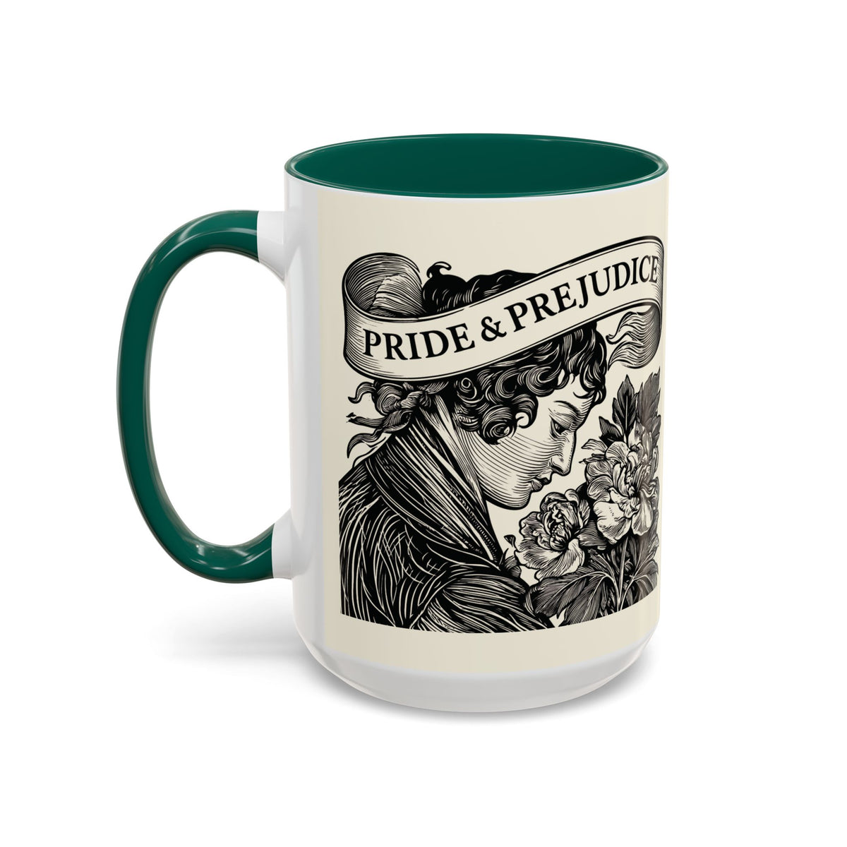 Quote from Pride & Prejudice Vintage Floral Mug — “Pride & Prejudice” Ceramic Book Lover Mug (11oz/15oz)