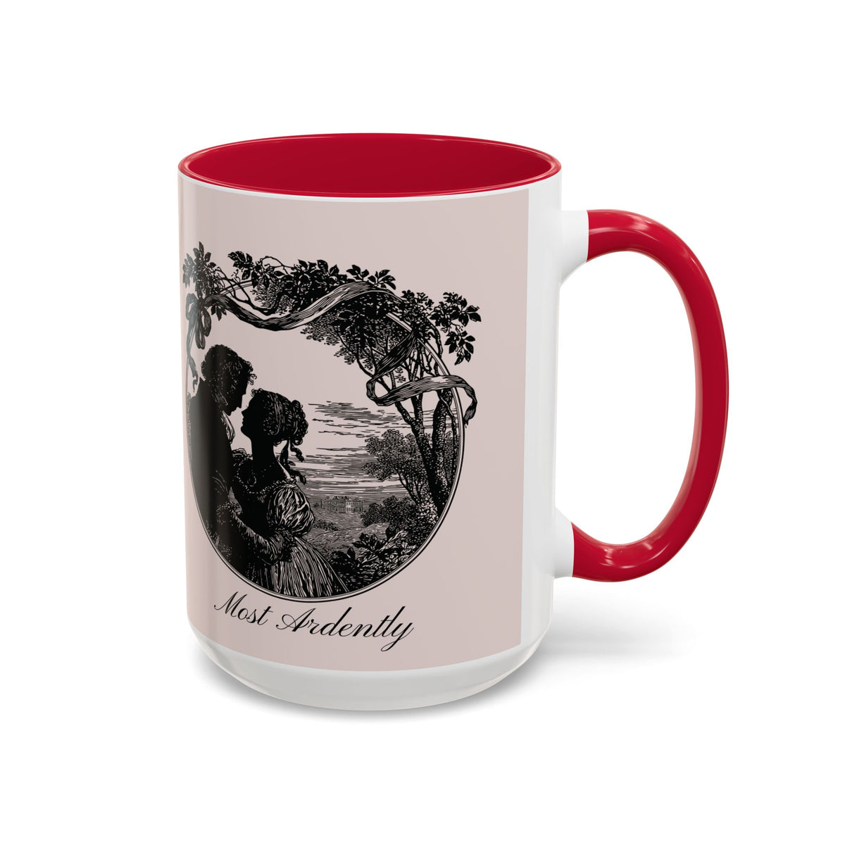 Romantic Vintage Silhouette Mug — "Most Ardently" Tea Coffee Cup (11oz/15oz)
