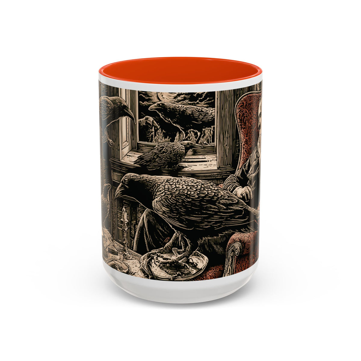 Edgar Allan Poe Raven Portrait Mug | Ceramic Coffee Cup
