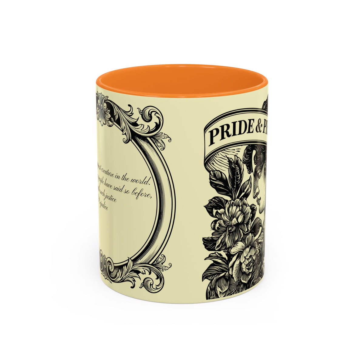 Pride & Prejudice Vintage Floral Mug — “Pride & Prejudice” Ceramic Book Lover Mug (11oz/15oz)