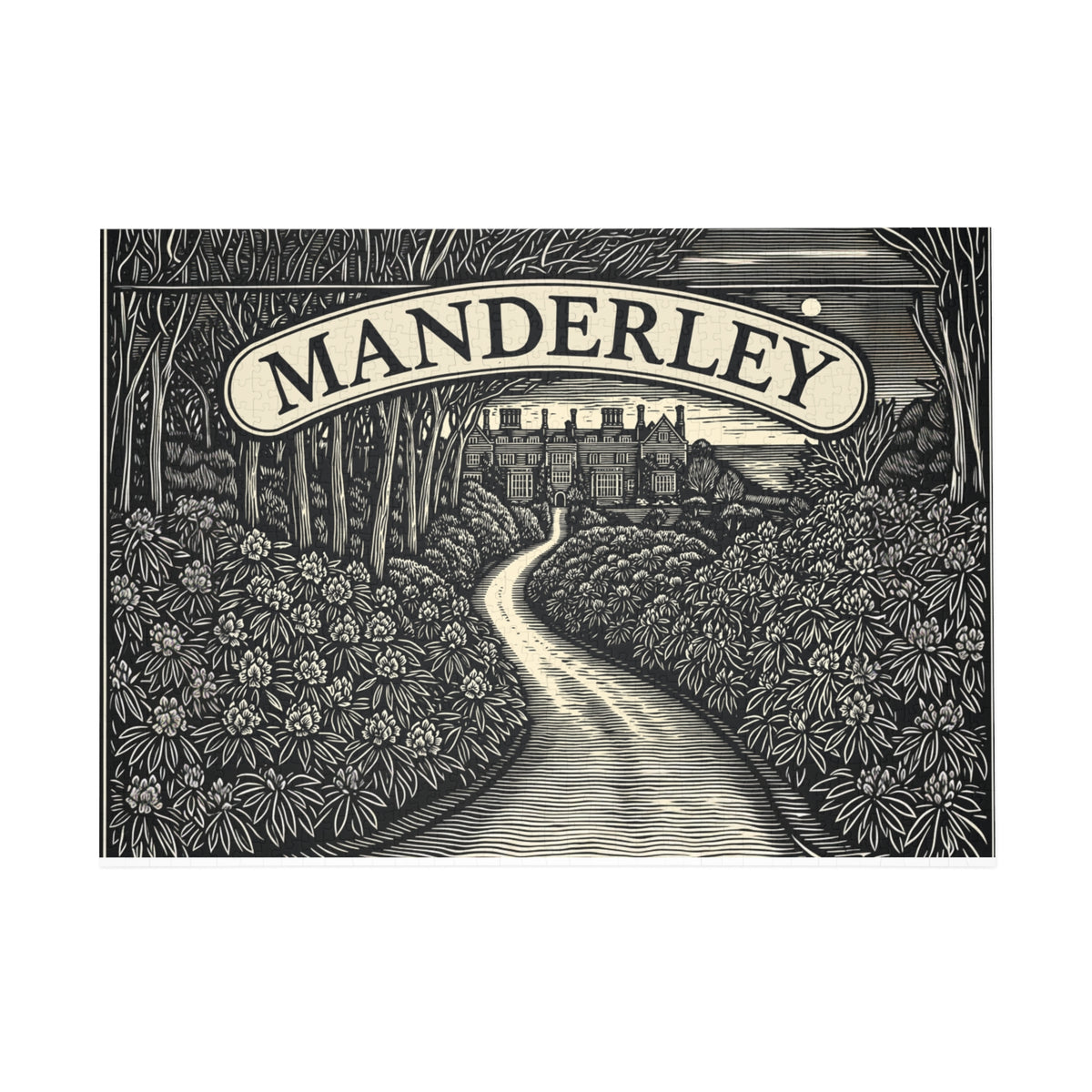 Manderley Scenic Puzzle — 'Manderley' Vintage Manor Path Jigsaw (96/252/500/1000 pcs)