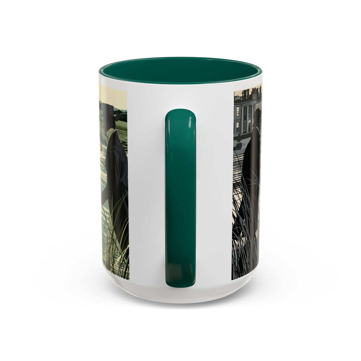Strolling Lakeside with Mr. Darcy  —  Scenic Lakeside Vintage Gentleman Mug (11oz & 15oz)