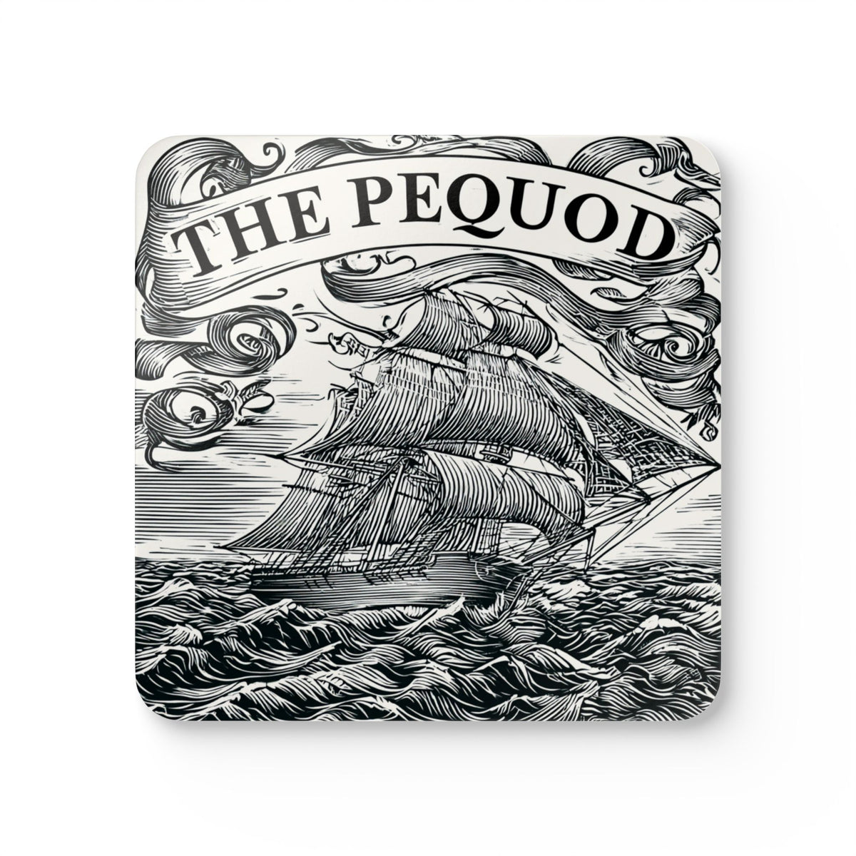 The Pequod Cork Coaster Set – Nautical Ship Illustration Drink Coasters (4-Pack)