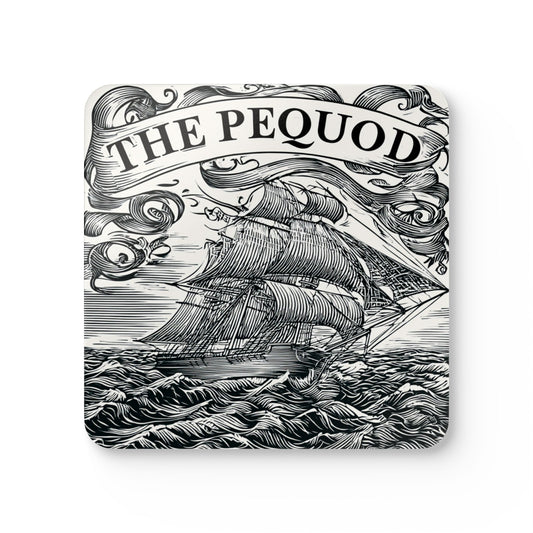 The Pequod Cork Coaster Set – Nautical Ship Illustration Drink Coasters (4-Pack)