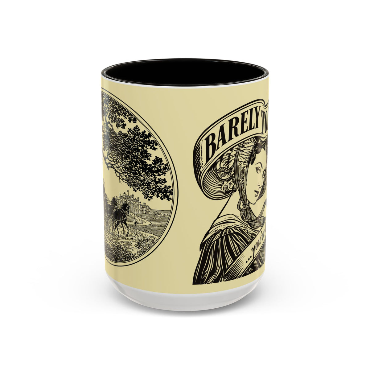 Vintage 'Barely Tolerable' Illustration Coffee Mug (11oz/15oz)