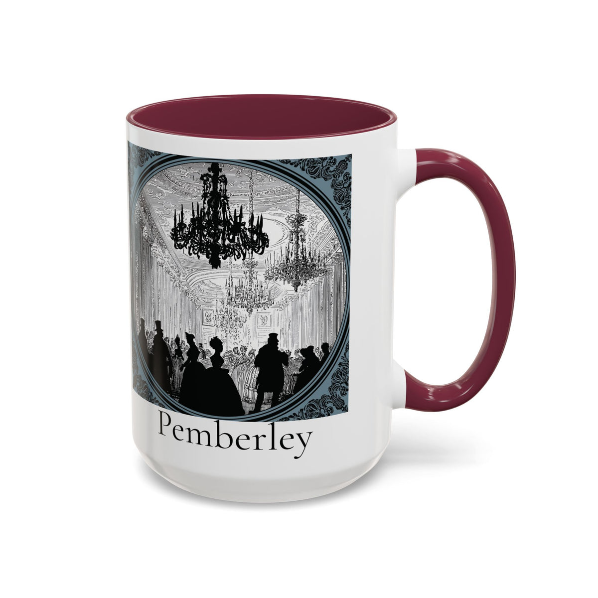Pemberley Ballroom Illustration Mug | Color Accent Ceramic Mug