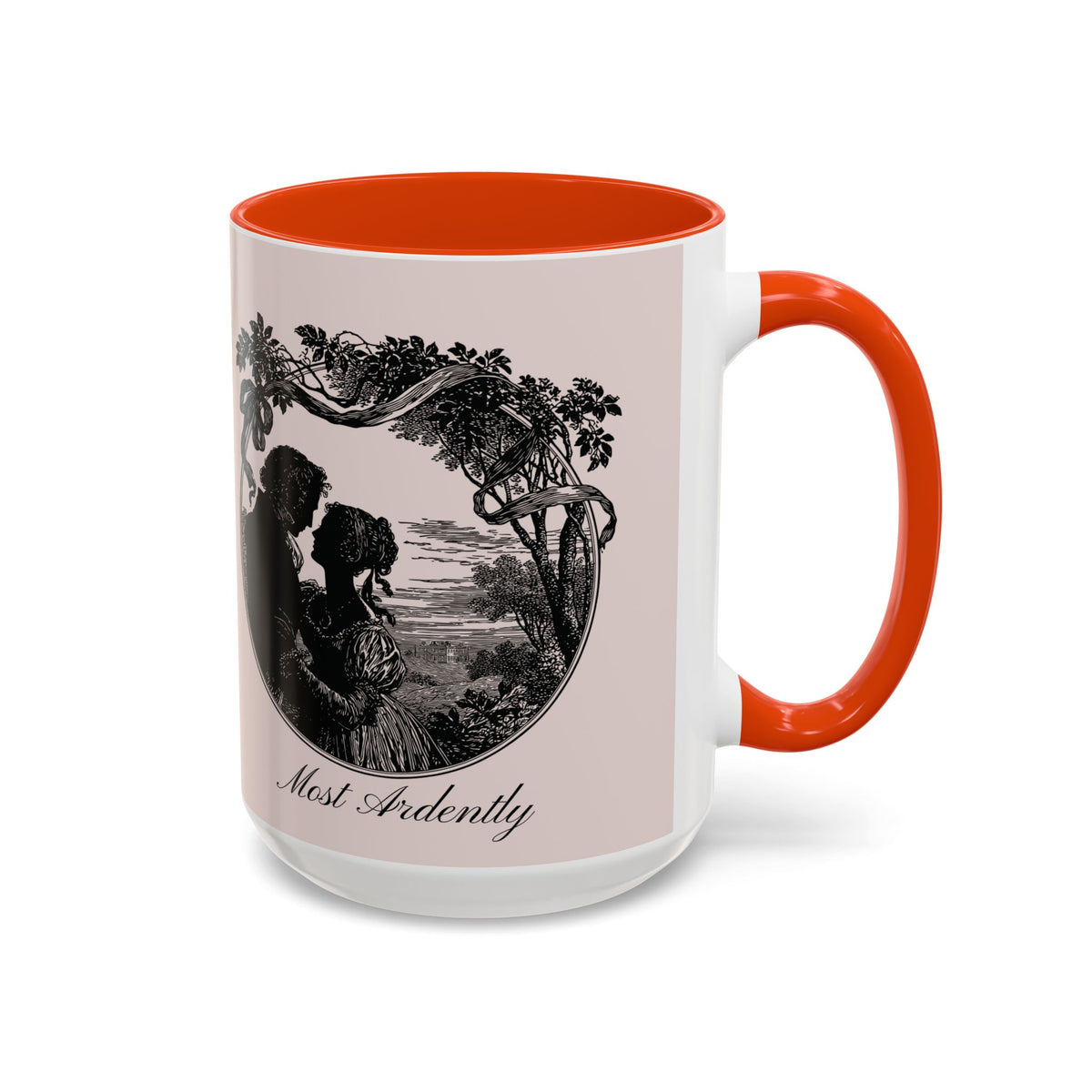 Romantic Vintage Silhouette Mug — "Most Ardently" Tea Coffee Cup (11oz/15oz)