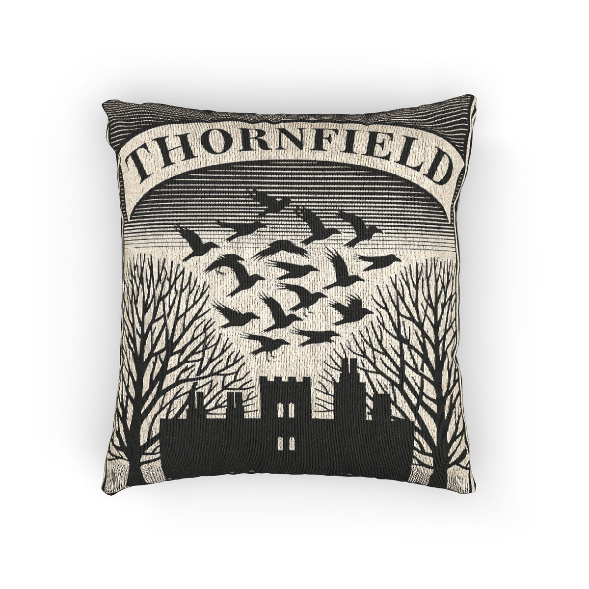 Gothic Manor Woven Pillow — Thornfield Hall Silhouette Throw