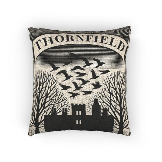Gothic Manor Woven Pillow — Thornfield Hall Silhouette Throw