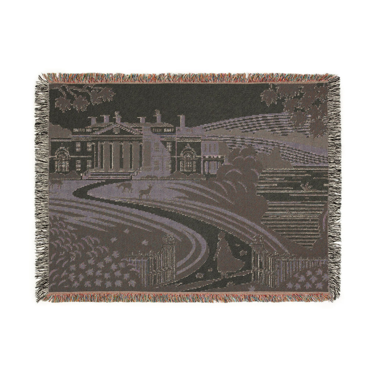 Elizabeth Bennet Walking to Pemberley Woven Blanket | Pride & Prejudice Manor Landscape