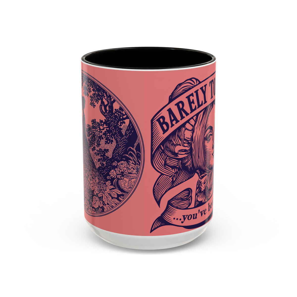 Barely Tolerable Vintage Portrait Mug — Funny Retro Coffee Cup (11oz/15oz)