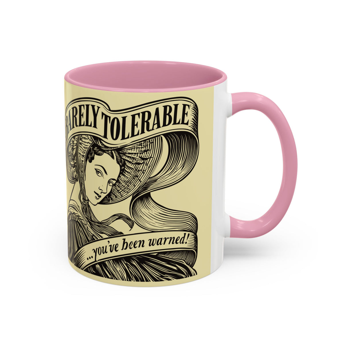 Vintage 'Barely Tolerable' Illustration Coffee Mug (11oz/15oz)