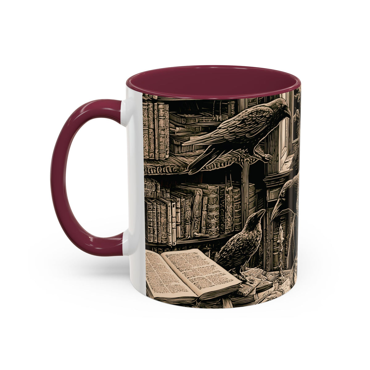 Edgar Allan Poe Raven Portrait Mug | Ceramic Coffee Cup