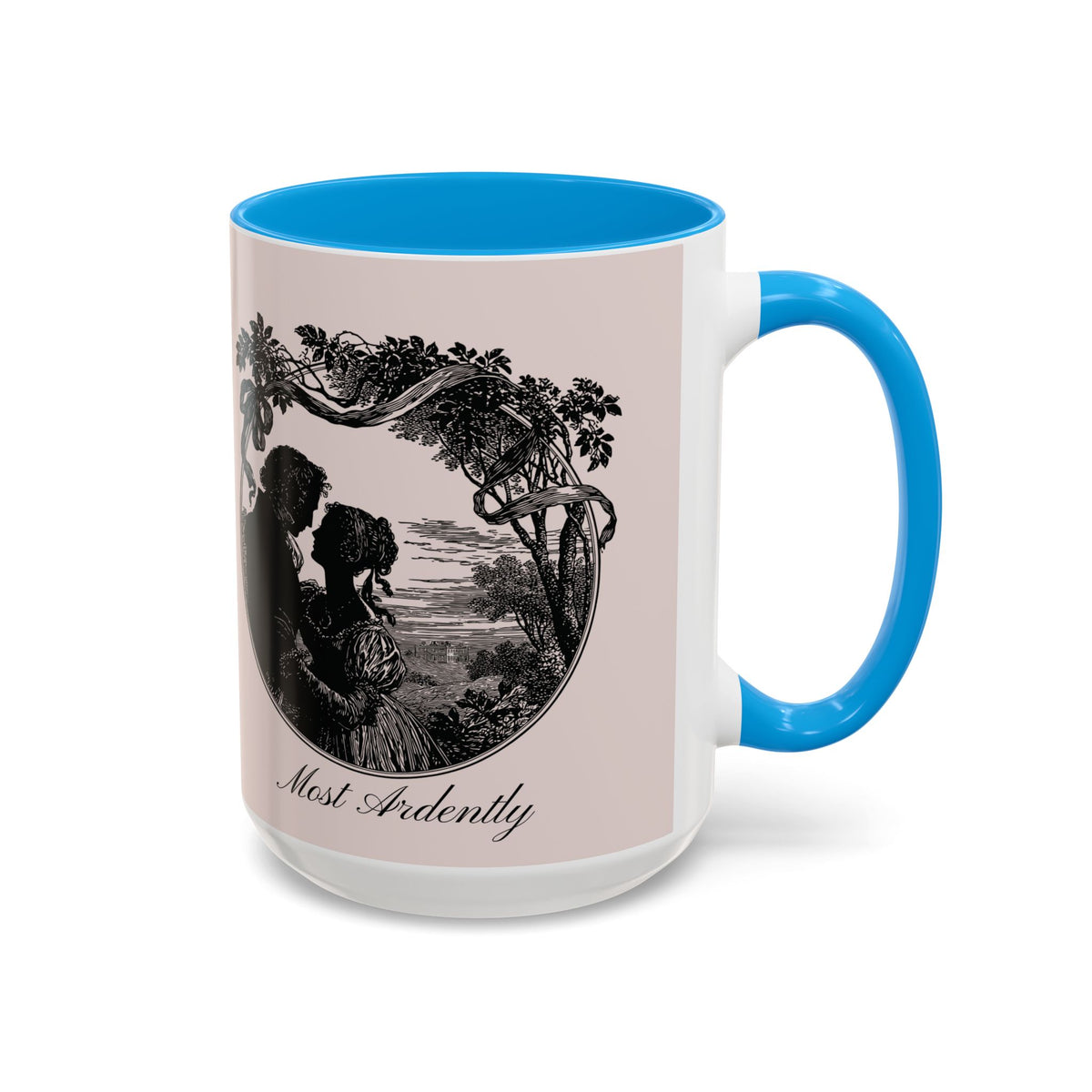 Romantic Vintage Silhouette Mug — "Most Ardently" Tea Coffee Cup (11oz/15oz)