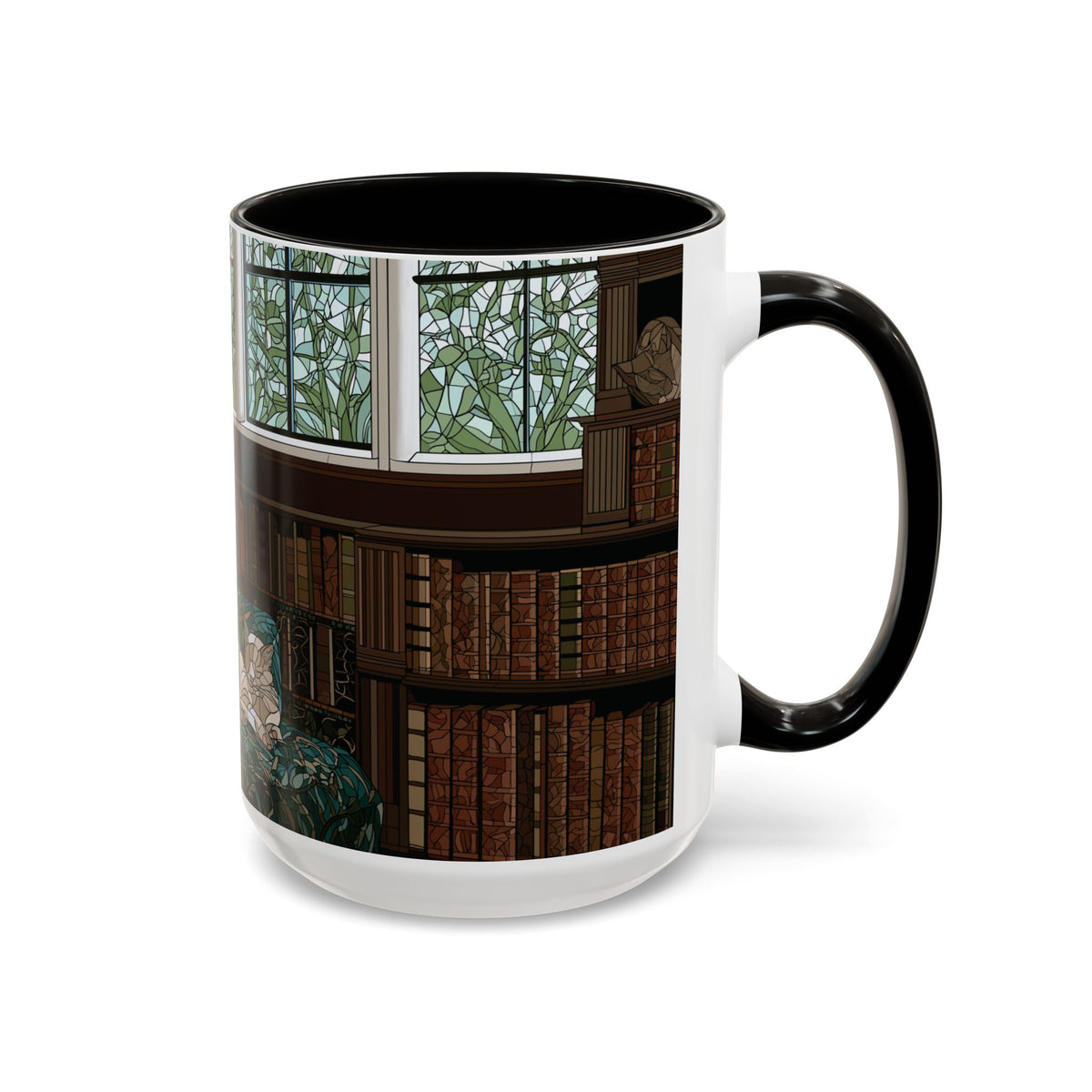 Cozy Reading Nook Cat Mug | Ceramic Coffee Cup 11oz 15oz