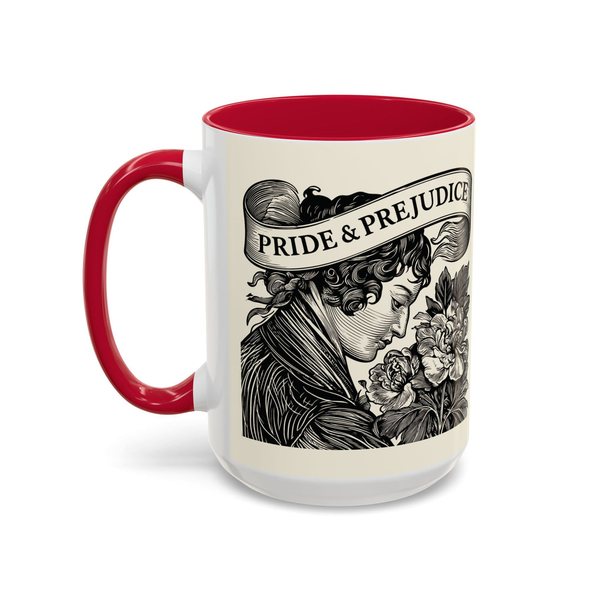 Quote from Pride & Prejudice Vintage Floral Mug — “Pride & Prejudice” Ceramic Book Lover Mug (11oz/15oz)