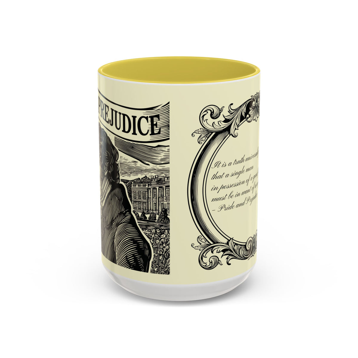 Pride and Prejudice Quote Mug — “Mr. Darcy at Pemberley” Vintage Jane Austen Coffee Cup (11oz/15oz)