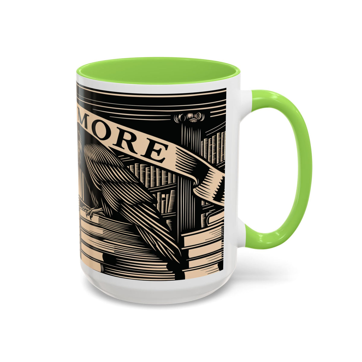x Nevermore Raven woodcut illustration Mug | Edgar Allan Poe inspired