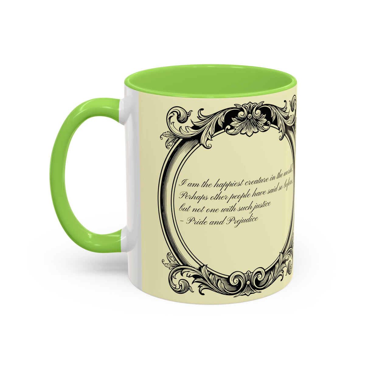 Pride & Prejudice Vintage Floral Mug — “Pride & Prejudice” Ceramic Book Lover Mug (11oz/15oz)