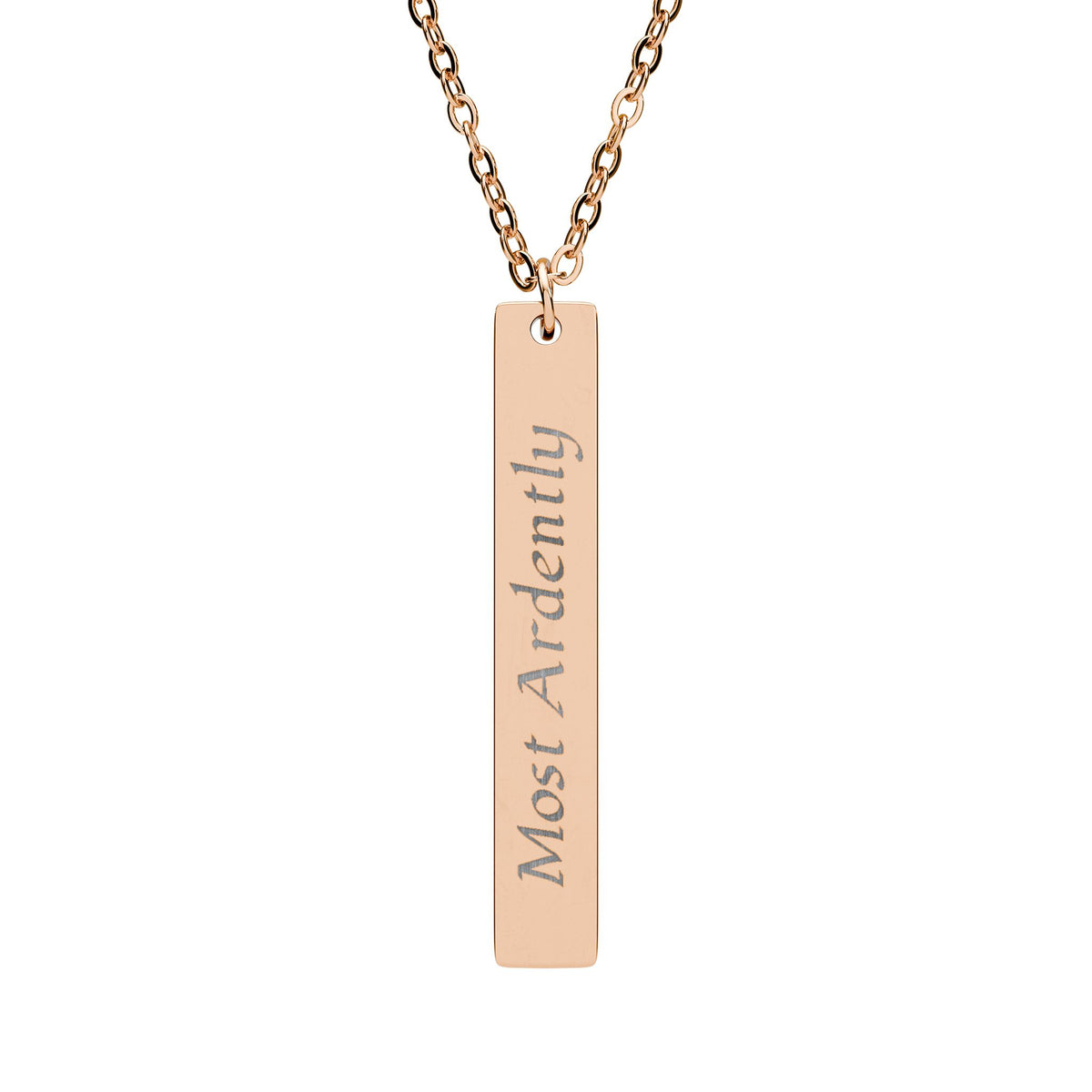 Most Ardently Necklace, Engraved Bar Necklace | Jane Austen Homage