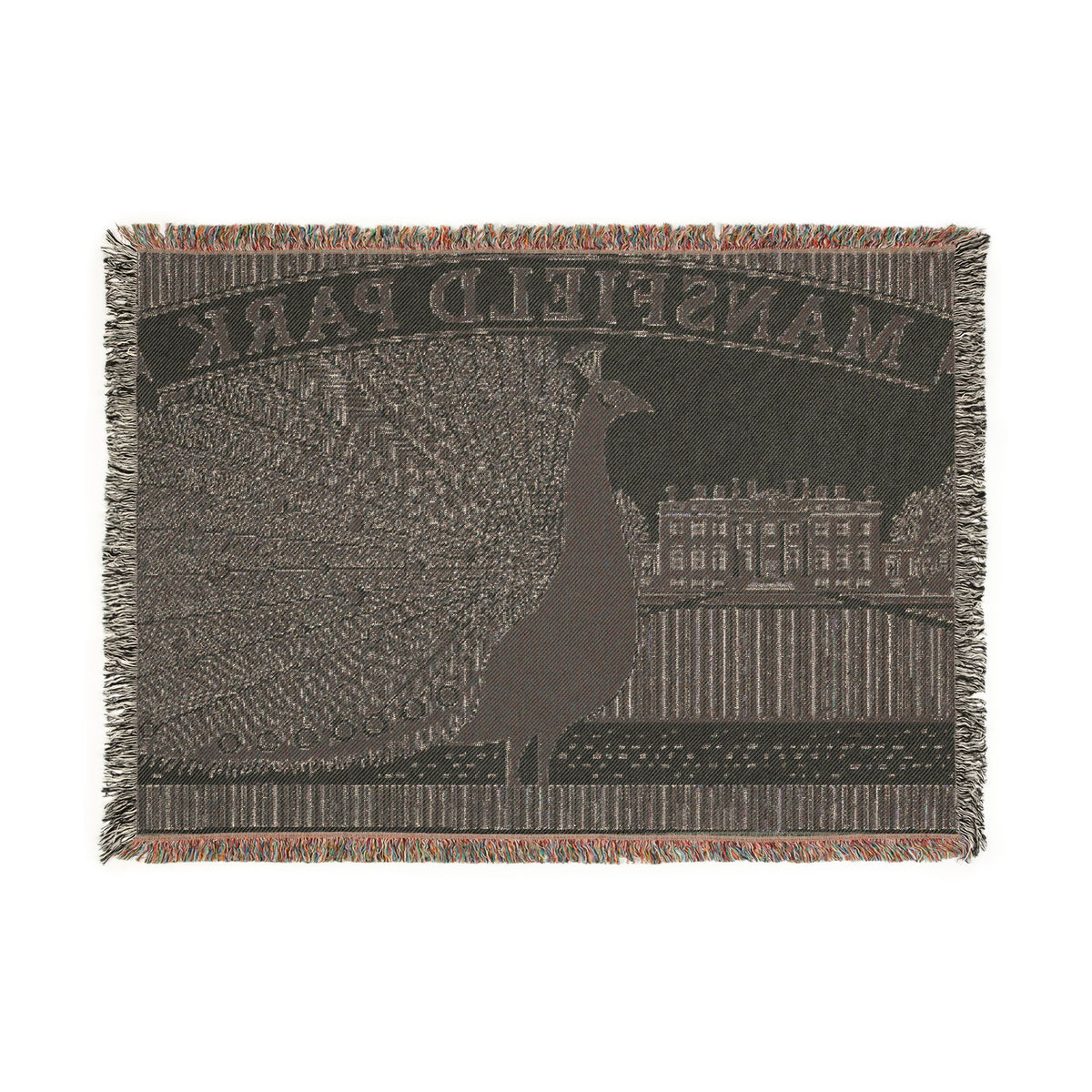 Mansfield ParkPeacock Illustration Woven Blanket | Mansfield Park Literary Tapestry Throw