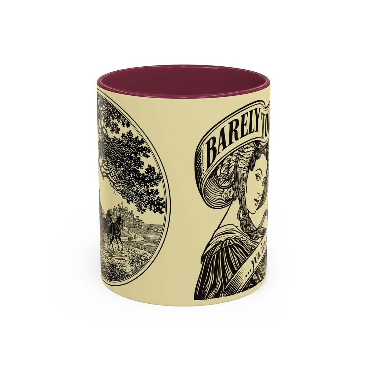 Vintage 'Barely Tolerable' Illustration Coffee Mug (11oz/15oz)