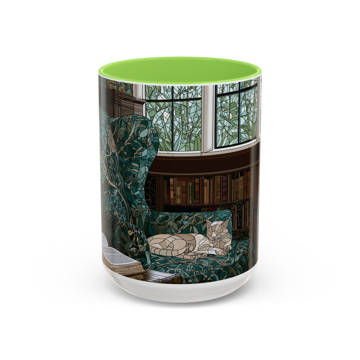 Cozy Reading Nook Cat Mug | Ceramic Coffee Cup 11oz 15oz