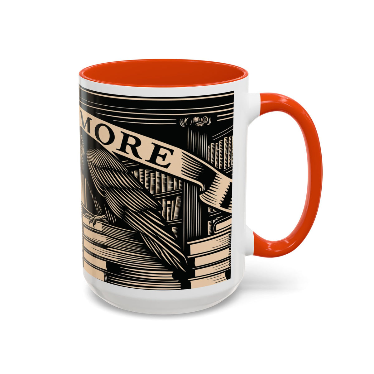 x Nevermore Raven woodcut illustration Mug | Edgar Allan Poe inspired