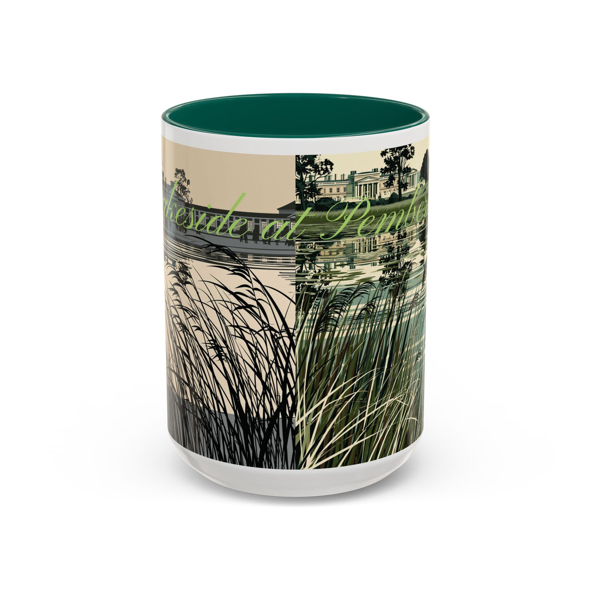 Strolling Lakeside with Mr. Darcy  —  Scenic Lakeside Vintage Gentleman Mug (11oz & 15oz)