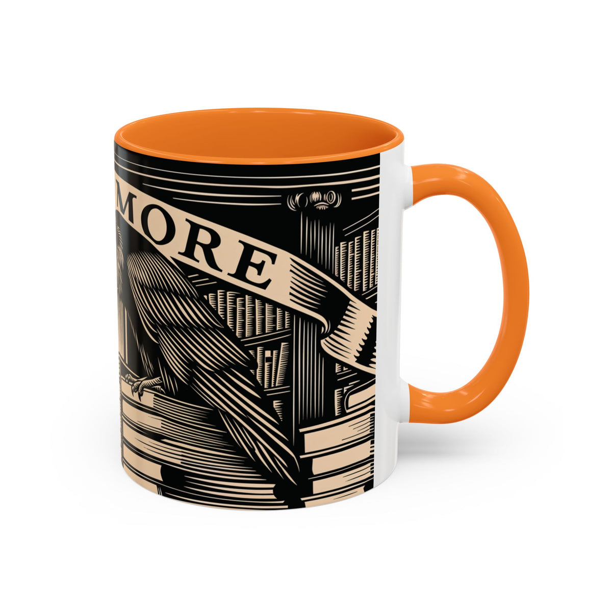 x Nevermore Raven woodcut illustration Mug | Edgar Allan Poe inspired