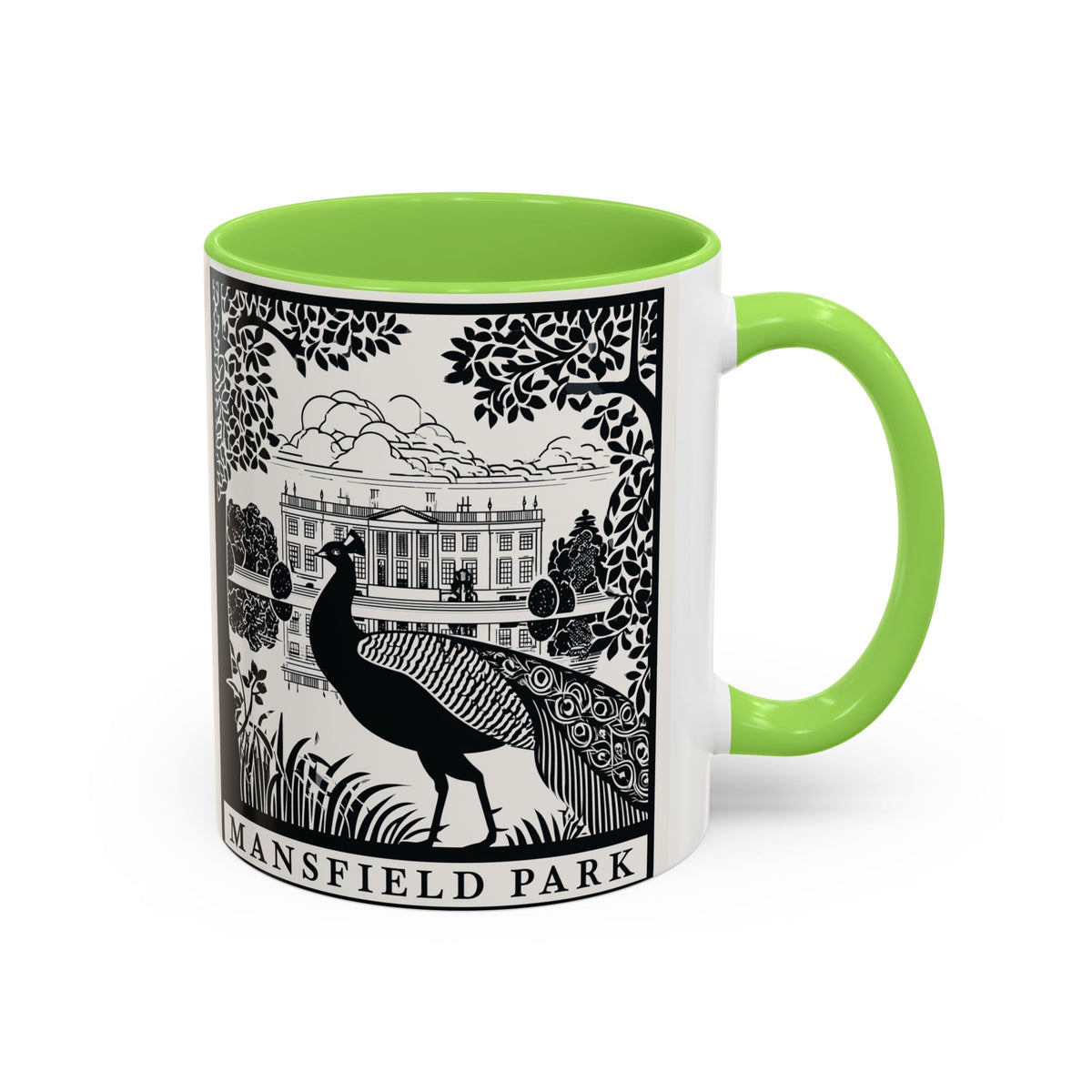 Mansfield Park Peacock Illustration Mug | Vintage Etching Wraparound