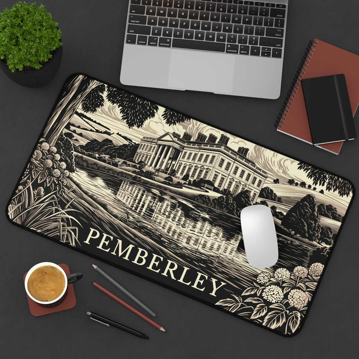 Pemberley Estate Illustration Desk Mat | Regency Manor Landscape