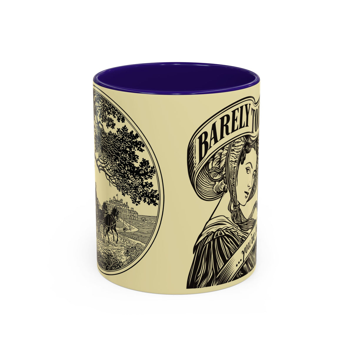 Vintage 'Barely Tolerable' Illustration Coffee Mug (11oz/15oz)