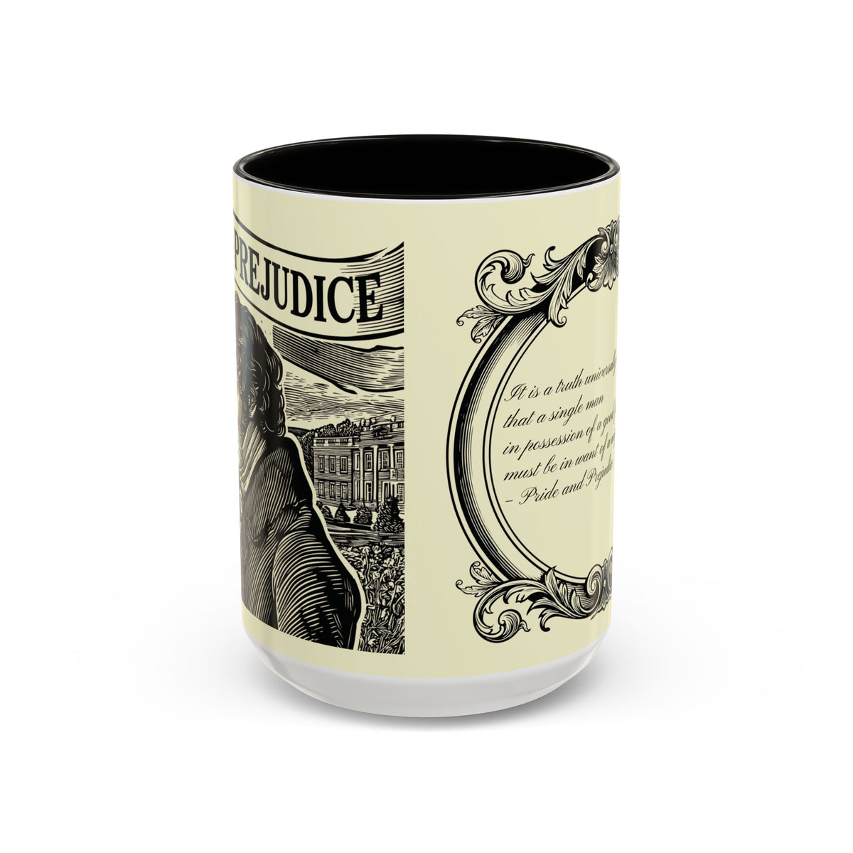 Pride and Prejudice Quote Mug — “Mr. Darcy at Pemberley” Vintage Jane Austen Coffee Cup (11oz/15oz)