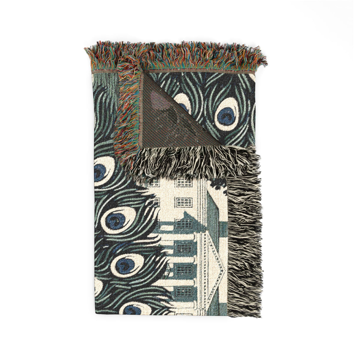 Peacock - Mansfield Park - Woven Blanket | Peacock Feather Throw, Decorative Jacquard