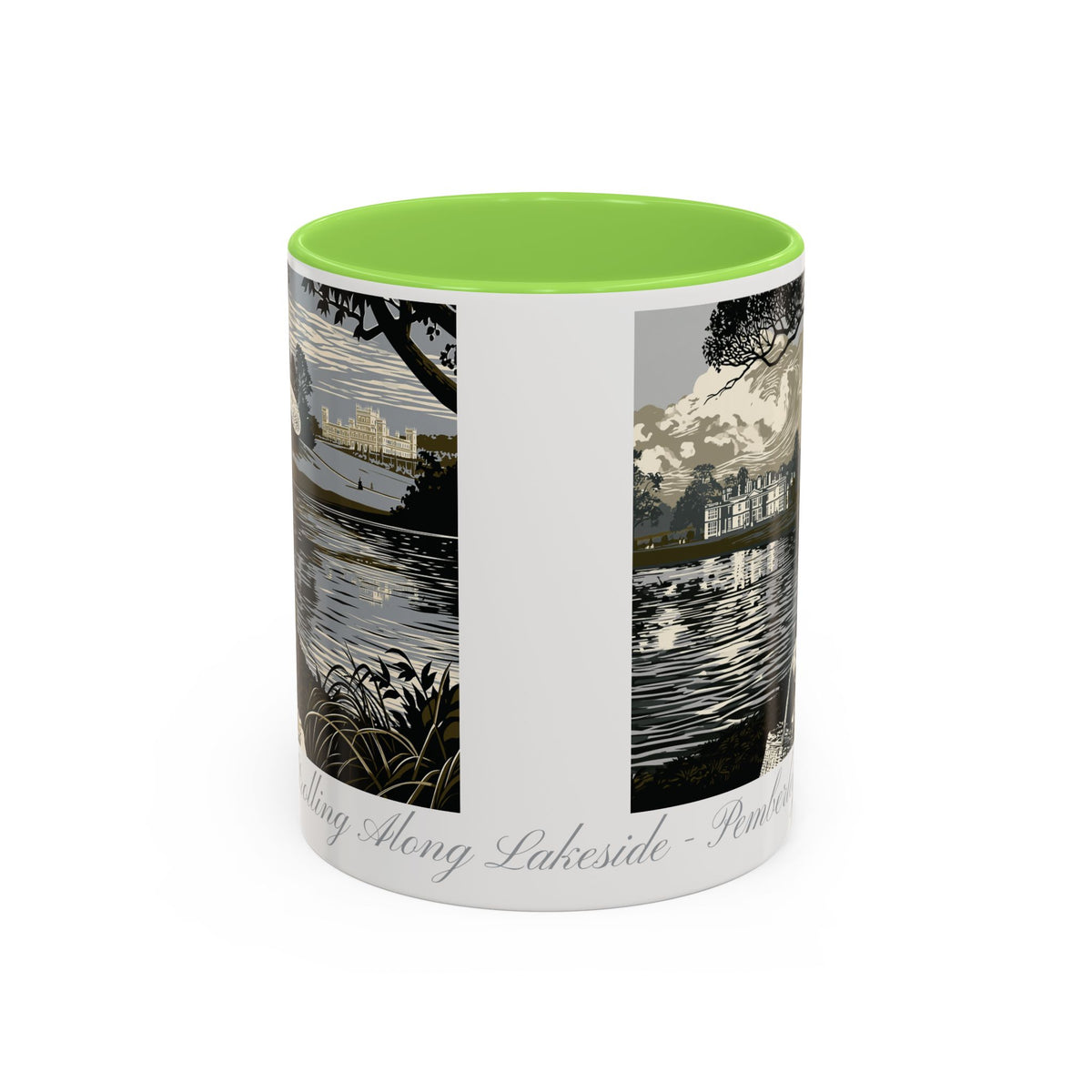 'Strolling Pemberley' Ceramic Coffee Cup — Vintage Regency Silhouette Mug