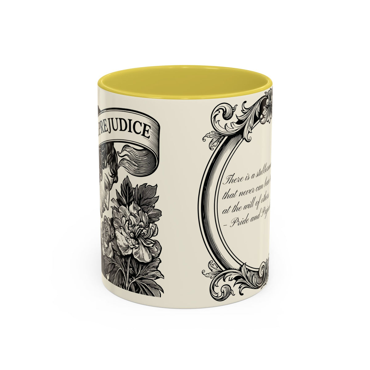 Quote from Pride & Prejudice Vintage Floral Mug — “Pride & Prejudice” Ceramic Book Lover Mug (11oz/15oz)